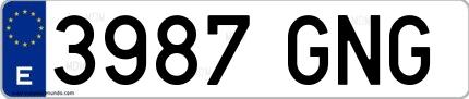 Ejemplo de matrícula española 3987 GNG