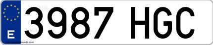 Ejemplo de matrícula española 3987 HGC