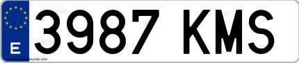 Ejemplo de matrícula española 3987 KMS