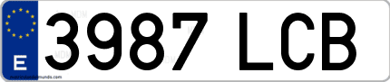 Ejemplo de matrícula de coche ordinaria 3987 LCB