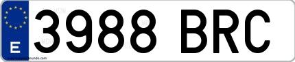 Ejemplo de matrícula española 3988 BRC