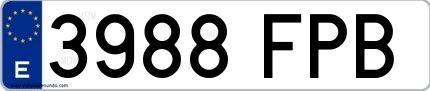 Ejemplo de matrícula española 3988 FPB
