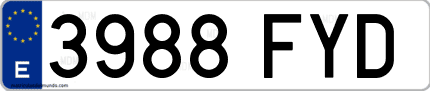 Ejemplo de matrícula de coche ordinaria 3988 FYD