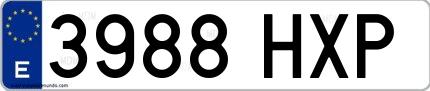 Ejemplo de matrícula española 3988 HXP
