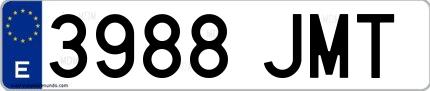 Ejemplo de matrícula española 3988 JMT