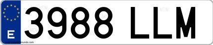 Ejemplo de matrícula española 3988 LLM