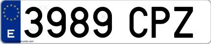 Ejemplo de matrícula española 3989 CPZ