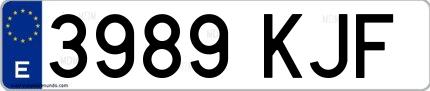 Ejemplo de matrícula española 3989 KJF