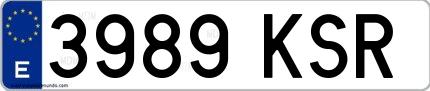 Ejemplo de matrícula española 3989 KSR