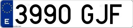 Ejemplo de matrícula española 3990 GJF