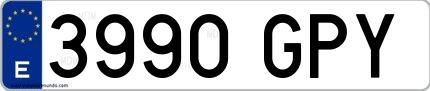 Ejemplo de matrícula española 3990 GPY