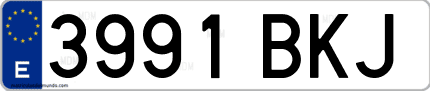 Ejemplo de matrícula de coche ordinaria 3991 BKJ