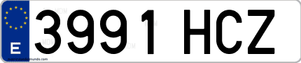 Ejemplo de matrícula de coche ordinaria 3991 HCZ