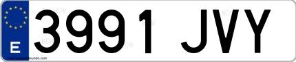 Ejemplo de matrícula española 3991 JVY