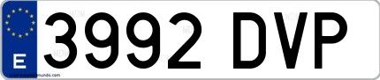 Ejemplo de matrícula española 3992 DVP