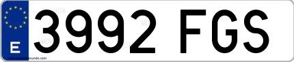 Ejemplo de matrícula española 3992 FGS