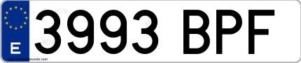 Ejemplo de matrícula española 3993 BPF