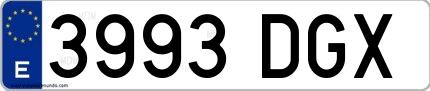 Ejemplo de matrícula española 3993 DGX