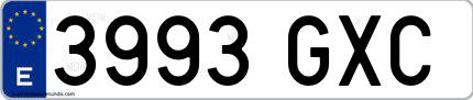 Ejemplo de matrícula española 3993 GXC