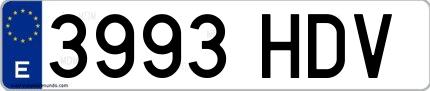 Ejemplo de matrícula española 3993 HDV