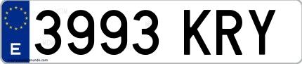 Ejemplo de matrícula española 3993 KRY