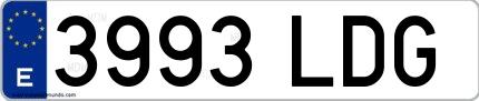 Ejemplo de matrícula española 3993 LDG