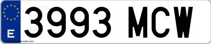 Ejemplo de matrícula española 3993 MCW