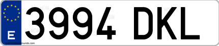 Ejemplo de matrícula de coche ordinaria 3994 DKL