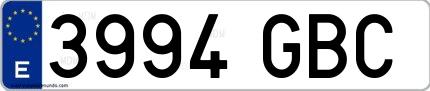 Ejemplo de matrícula española 3994 GBC
