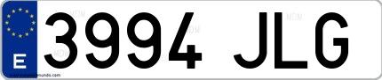Ejemplo de matrícula española 3994 JLG