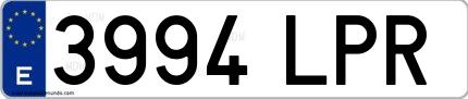 Ejemplo de matrícula española 3994 LPR