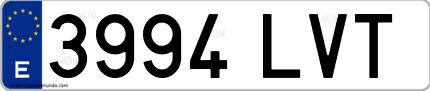 Ejemplo de matrícula de coche ordinaria 3994 LVT