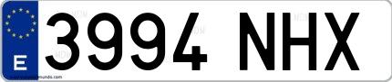 Ejemplo de matrícula española 3994 NHX