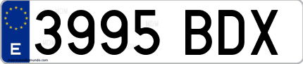 Ejemplo de matrícula de coche ordinaria 3995 BDX