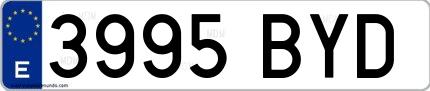 Ejemplo de matrícula española 3995 BYD
