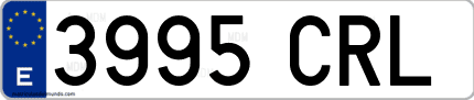 Ejemplo de matrícula de coche ordinaria 3995 CRL