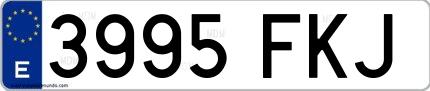 Ejemplo de matrícula española 3995 FKJ