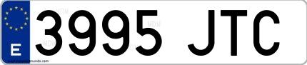 Ejemplo de matrícula española 3995 JTC