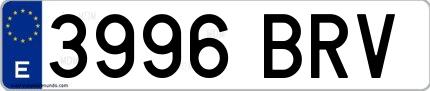 Ejemplo de matrícula española 3996 BRV