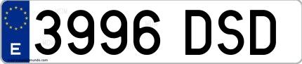 Ejemplo de matrícula española 3996 DSD