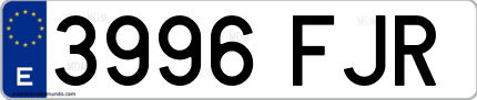 Ejemplo de matrícula de coche ordinaria 3996 FJR