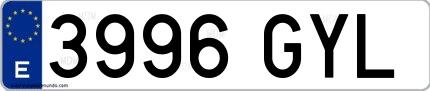 Ejemplo de matrícula española 3996 GYL