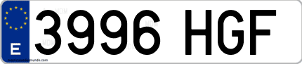 Ejemplo de matrícula de coche ordinaria 3996 HGF