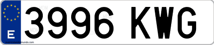 Ejemplo de matrícula de coche ordinaria 3996 KWG