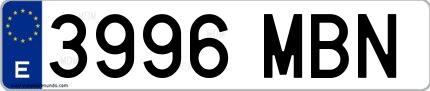 Ejemplo de matrícula española 3996 MBN