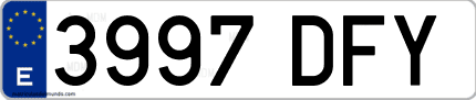 Ejemplo de matrícula de coche ordinaria 3997 DFY