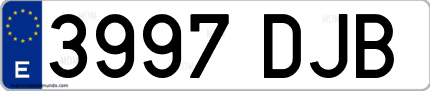 Ejemplo de matrícula de coche ordinaria 3997 DJB