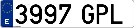 Ejemplo de matrícula de coche ordinaria 3997 GPL