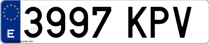 Ejemplo de matrícula de coche ordinaria 3997 KPV