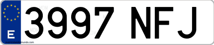 Ejemplo de matrícula de coche ordinaria 3997 NFJ